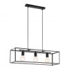 Suspension LED Design Cage Noir – 3 Lumières Métal Moderne 72 cm